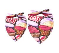 2 Pack Dog Bandana Ice Cream Macaron and Candy Girl Boy Bibs Dog Scarf Kerchief Accessories for Small Medium Large Dogs Puppy Cat Pet