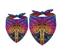 2 Pack Dog Bandana Indian Mandalas Paisley Dragonfly Sun Pattern Girl Boy Bibs Dog Scarf Kerchief Accessories for Small Medium Large Dogs Puppy Cat Pet