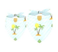2 Pack Dog Bandana Island Pineapple Coconut Tree Sun Girl Boy Bibs Dog Scarf Kerchief Accessories for Small Medium Large Dogs Puppy Cat Pet