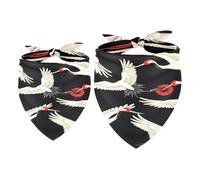 2 Pack Dog Bandana Japan Cranes Girl Boy Bibs Dog Scarf Kerchief Accessories for Small Medium Large Dogs Puppy Cat Pet