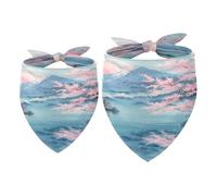 2 Pack Dog Bandana Japan Mount Fuji Girl Boy Bibs Dog Scarf Kerchief Accessories for Small Medium Large Dogs Puppy Cat Pet