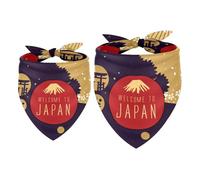 2 Pack Dog Bandana Japan Poster Card Girl Boy Bibs Dog Scarf Kerchief Accessories for Small Medium Large Dogs Puppy Cat Pet