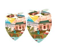 2 Pack Dog Bandana Japan Travel Beautiful Scenery Girl Boy Bibs Dog Scarf Kerchief Accessories for Small Medium Large Dogs Puppy Cat Pet