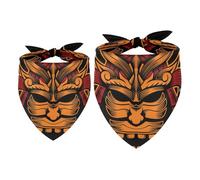 2 Pack Dog Bandana Japanese Traditional Samurai Head Girl Boy Bibs Dog Scarf Kerchief Accessories for Small Medium Large Dogs Puppy Cat Pet