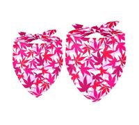 2 Pack Dog Bandana Japanese Watercolor Pink Maple Leaf Pattern Girl Boy Bibs Dog Scarf Kerchief Accessories for Small Medium Large Dogs Puppy Cat Pet