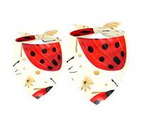 2 Pack Dog Bandana Ladybug on Gold Background Girl Boy Bibs Dog Scarf Kerchief Accessories for Small Medium Large Dogs Puppy Cat Pet