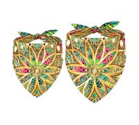 2 Pack Dog Bandana Ladybugs and Mandalas Girl Boy Bibs Dog Scarf Kerchief Accessories for Small Medium Large Dogs Puppy Cat Pet