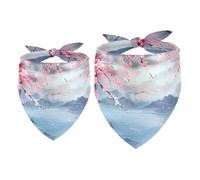 2 Pack Dog Bandana Lakeside Cherry Tree Girl Boy Bibs Dog Scarf Kerchief Accessories for Small Medium Large Dogs Puppy Cat Pet