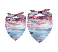 2 Pack Dog Bandana Lakeside Cherry Tree Girl Boy Bibs Dog Scarf Kerchief Accessories for Small Medium Large Dogs Puppy Cat Pet