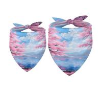 2 Pack Dog Bandana Lakeside Landscape Cherry Tree Girl Boy Bibs Dog Scarf Kerchief Accessories for Small Medium Large Dogs Puppy Cat Pet