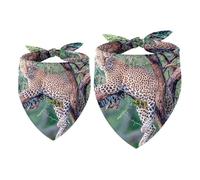 2 Pack Dog Bandana Leopard Animal Jungle Branches Girl Boy Bibs Dog Scarf Kerchief Accessories for Small Medium Large Dogs Puppy Cat Pet
