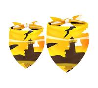 2 Pack Dog Bandana Lighthouse Albatross Bird Sunset Silhouette Girl Boy Bibs Dog Scarf Kerchief Accessories for Small Medium Large Dogs Puppy Cat Pet