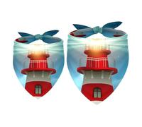 2 Pack Dog Bandana Lighthouse in Night Sky Girl Boy Bibs Dog Scarf Kerchief Accessories for Small Medium Large Dogs Puppy Cat Pet
