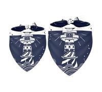 2 Pack Dog Bandana Lighthouse on Compass in Stormy Weather Girl Boy Bibs Dog Scarf Kerchief Accessories for Small Medium Large Dogs Puppy Cat Pet