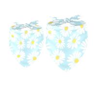 2 Pack Dog Bandana Little Daisy White Flowers Light Blue Girl Boy Bibs Dog Scarf Kerchief Accessories for Small Medium Large Dogs Puppy Cat Pet