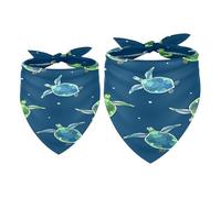 2 Pack Dog Bandana Little Turtles with White Dots on Blue Girl Boy Bibs Dog Scarf Kerchief Accessories for Small Medium Large Dogs Puppy Cat Pet