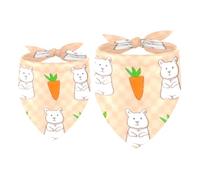 2 Pack Dog Bandana Little White Rabbit Pulls out Radish Girl Boy Bibs Dog Scarf Kerchief Accessories for Small Medium Large Dogs Puppy Cat Pet