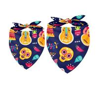 2 Pack Dog Bandana Lively Mexico City Girl Boy Bibs Dog Scarf Kerchief Accessories for Small Medium Large Dogs Puppy Cat Pet