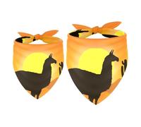 2 Pack Dog Bandana Llama and Cactus on Sunset Desert Silhouette Girl Boy Bibs Dog Scarf Kerchief Accessories for Small Medium Large Dogs Puppy Cat Pet