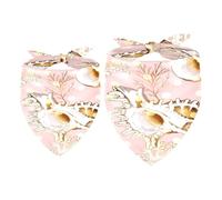2 Pack Dog Bandana Luxury Gold Shell and Coral Girl Boy Bibs Dog Scarf Kerchief Accessories for Small Medium Large Dogs Puppy Cat Pet