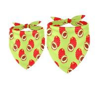 2 Pack Dog Bandana Lychee Fruits Pattern Green Background Girl Boy Bibs Dog Scarf Kerchief Accessories for Small Medium Large Dogs Puppy Cat Pet