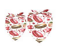 2 Pack Dog Bandana Macaron Chocolate Strawberry Ribbon Girl Boy Bibs Dog Scarf Kerchief Accessories for Small Medium Large Dogs Puppy Cat Pet