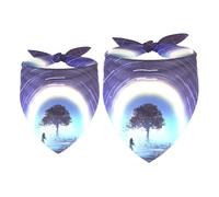 2 Pack Dog Bandana Magic Tree and Star Trails Girl Boy Bibs Dog Scarf Kerchief Accessories for Small Medium Large Dogs Puppy Cat Pet