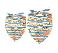 2 Pack Dog Bandana Marine Seashells with Hemp Rope Girl Boy Bibs Dog Scarf Kerchief Accessories for Small Medium Large Dogs Puppy Cat Pet
