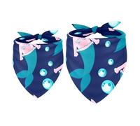 2 Pack Dog Bandana Mermaid Cats with Bubble Girl Boy Bibs Dog Scarf Kerchief Accessories for Small Medium Large Dogs Puppy Cat Pet