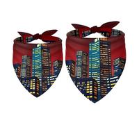 2 Pack Dog Bandana Modern Buildings in the Night Girl Boy Bibs Dog Scarf Kerchief Accessories for Small Medium Large Dogs Puppy Cat Pet