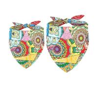 2 Pack Dog Bandana Mosiac Mandalas Girl Boy Bibs Dog Scarf Kerchief Accessories for Small Medium Large Dogs Puppy Cat Pet
