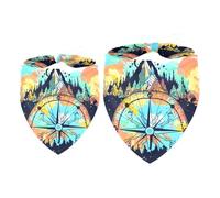 2 Pack Dog Bandana Mountain Compass and Wind Rose Girl Boy Bibs Dog Scarf Kerchief Accessories for Small Medium Large Dogs Puppy Cat Pet