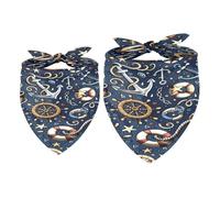 2 Pack Dog Bandana Nautical Compass Anchor Rose Wind Girl Boy Bibs Dog Scarf Kerchief Accessories for Small Medium Large Dogs Puppy Cat Pet