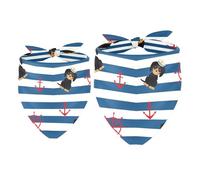 2 Pack Dog Bandana Nautical Doggy with Anchor Wheels Girl Boy Bibs Dog Scarf Kerchief Accessories for Small Medium Large Dogs Puppy Cat Pet