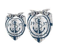 2 Pack Dog Bandana Nautical Marine Anchor Wheel Girl Boy Bibs Dog Scarf Kerchief Accessories for Small Medium Large Dogs Puppy Cat Pet