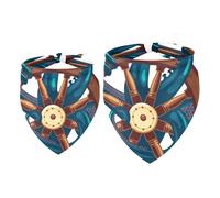 2 Pack Dog Bandana Ocyopus Holding Nautical Wheel Girl Boy Bibs Dog Scarf Kerchief Accessories for Small Medium Large Dogs Puppy Cat Pet
