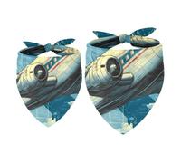 2 Pack Dog Bandana Old Airplane Poster Girl Boy Bibs Dog Scarf Kerchief Accessories for Small Medium Large Dogs Puppy Cat Pet