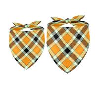 2 Pack Dog Bandana Orange Black Coffee Plaid Pattern Girl Boy Bibs Dog Scarf Kerchief Accessories for Small Medium Large Dogs Puppy Cat Pet