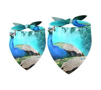 2 Pack Dog Bandana Painted Standing Peacock Girl Boy Bibs Dog Scarf Kerchief Accessories for Small Medium Large Dogs Puppy Cat Pet