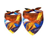 2 Pack Dog Bandana Painting Chinese Rooster Girl Boy Bibs Dog Scarf Kerchief Accessories for Small Medium Large Dogs Puppy Cat Pet