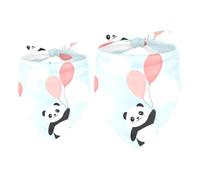 2 Pack Dog Bandana Panda Holding Balloon on Clouds Girl Boy Bibs Dog Scarf Kerchief Accessories for Small Medium Large Dogs Puppy Cat Pet