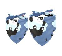 2 Pack Dog Bandana Panda Sit on Cloud Girl Boy Bibs Dog Scarf Kerchief Accessories for Small Medium Large Dogs Puppy Cat Pet