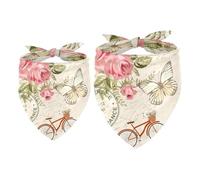 2 Pack Dog Bandana Paris Eiffel Towen Rose Postcard Girl Boy Bibs Dog Scarf Kerchief Accessories for Small Medium Large Dogs Puppy Cat Pet