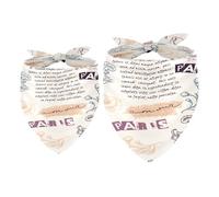 2 Pack Dog Bandana Paris Eiffel Tower Flowers and Text Girl Boy Bibs Dog Scarf Kerchief Accessories for Small Medium Large Dogs Puppy Cat Pet