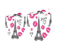 2 Pack Dog Bandana Paris Elffel Tower and Lips Girl Boy Bibs Dog Scarf Kerchief Accessories for Small Medium Large Dogs Puppy Cat Pet