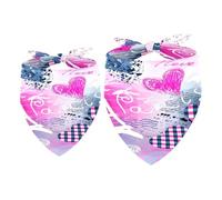 2 Pack Dog Bandana Paris Romantic Heart with Tower Girl Boy Bibs Dog Scarf Kerchief Accessories for Small Medium Large Dogs Puppy Cat Pet