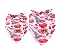2 Pack Dog Bandana Paris Tower Macaroon Coffee Cup Girl Boy Bibs Dog Scarf Kerchief Accessories for Small Medium Large Dogs Puppy Cat Pet
