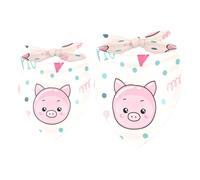 2 Pack Dog Bandana Pig with Heart on Dots Girl Boy Bibs Dog Scarf Kerchief Accessories for Small Medium Large Dogs Puppy Cat Pet