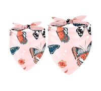 2 Pack Dog Bandana Pink Butterfly Beetle Girl Boy Bibs Dog Scarf Kerchief Accessories for Small Medium Large Dogs Puppy Cat Pet