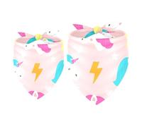 2 Pack Dog Bandana Pink Cute Unicorn Lightning Pattern Girl Boy Bibs Dog Scarf Kerchief Accessories for Small Medium Large Dogs Puppy Cat Pet